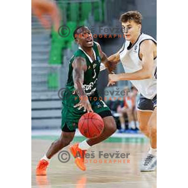 Umoja Gibson of Cedevita Olimpija in action during preseason friendly match between Cedevita Olimpija and Cedevita Zagreb in Ljubljana, Slovenia on September 12, 2025. Photo: Filip Barbalic