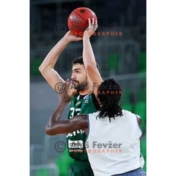 Nikos Choukgaz of Cedevita Olimpija in action during preseason friendly match between Cedevita Olimpija and Cedevita Zagreb in Ljubljana, Slovenia on September 12, 2025. Photo: Filip Barbalic