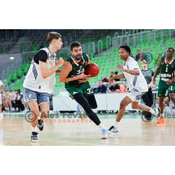 Nikos Choukgaz of Cedevita Olimpija in action during preseason friendly match between Cedevita Olimpija and Cedevita Zagreb in Ljubljana, Slovenia on September 12, 2025. Photo: Filip Barbalic