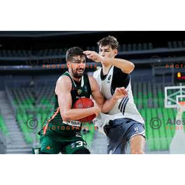 Nikos Choukgaz of Cedevita Olimpija in action during preseason friendly match between Cedevita Olimpija and Cedevita Zagreb in Ljubljana, Slovenia on September 12, 2025. Photo: Filip Barbalic