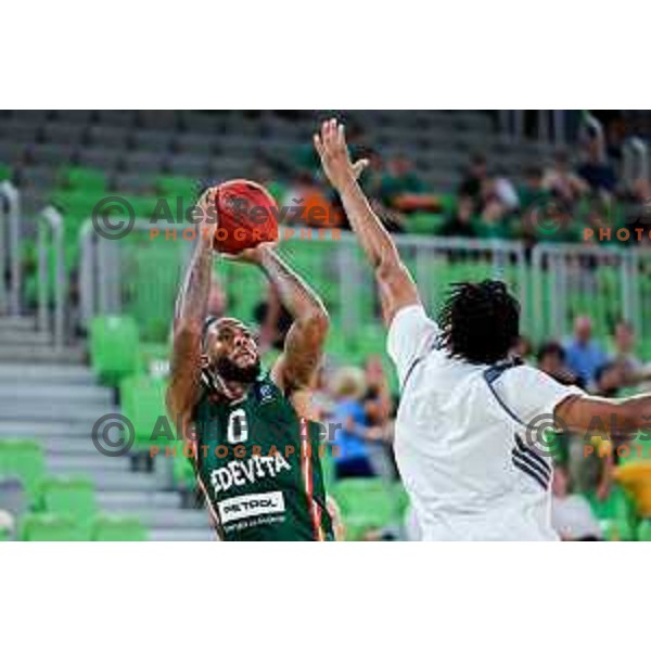 DJ Stewart of Cedevita Olimpija in action during preseason friendly match between Cedevita Olimpija and Cedevita Zagreb in Ljubljana, Slovenia on September 12, 2025. Photo: Filip Barbalic