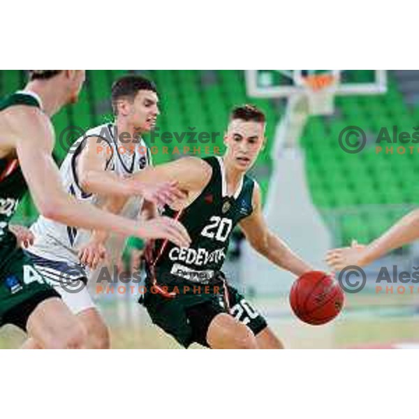 Miha Cerkvenik of Cedevita Olimpija in action during preseason friendly match between Cedevita Olimpija and Cedevita Zagreb in Ljubljana, Slovenia on September 12, 2025. Photo: Filip Barbalic
