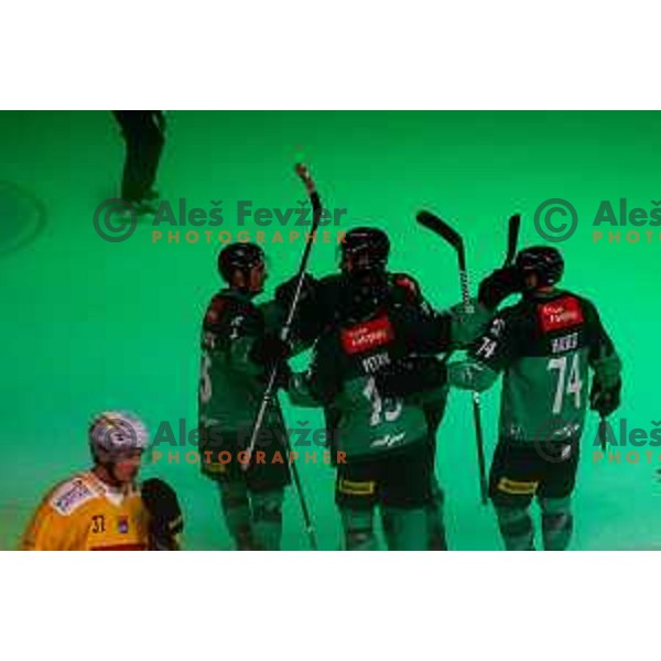 of SZ Olimpija in action during IceHL 2025/2026 ice-hockey match between SZ Olimpija and Vienna Capitals in Tivoli Hall, Ljubljana, Slovenia on September 12, 2025