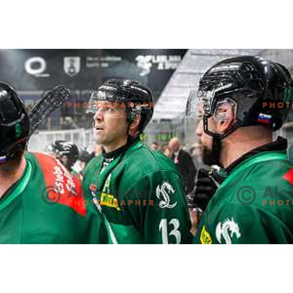 of SZ Olimpija in action during IceHL 2025/2026 ice-hockey match between SZ Olimpija and Vienna Capitals in Tivoli Hall, Ljubljana, Slovenia on September 12, 2025