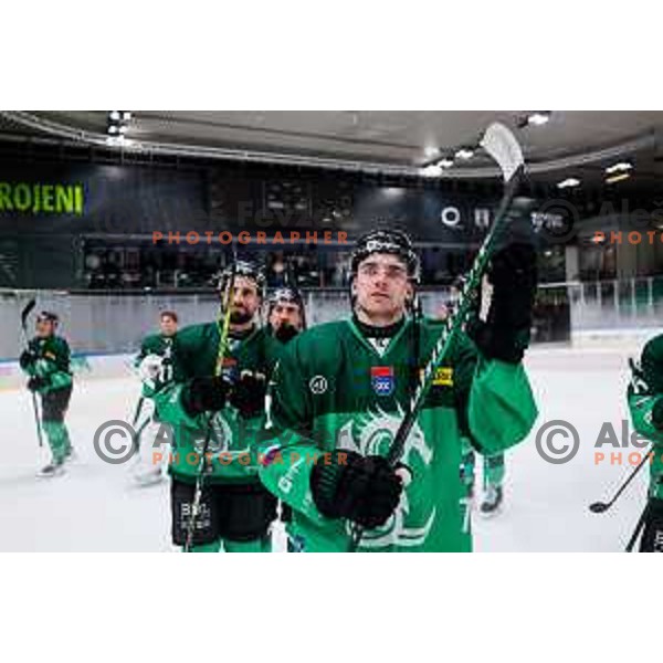of SZ Olimpija in action during IceHL 2025/2026 ice-hockey match between SZ Olimpija and Vienna Capitals in Tivoli Hall, Ljubljana, Slovenia on September 12, 2025