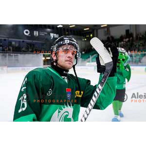 of SZ Olimpija in action during IceHL 2025/2026 ice-hockey match between SZ Olimpija and Vienna Capitals in Tivoli Hall, Ljubljana, Slovenia on September 12, 2025
