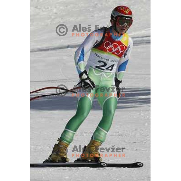 Tina Maze at 2006 Torino Winter Olympic games Super G women\'s race in San Sicario on February 20, 2006