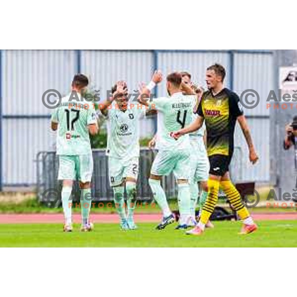 in action during Prva liga Telemach 2025/2026 football match between Kalcer Radomlje and Olimpija in Domzale, Slovenia on September 13, 2025
