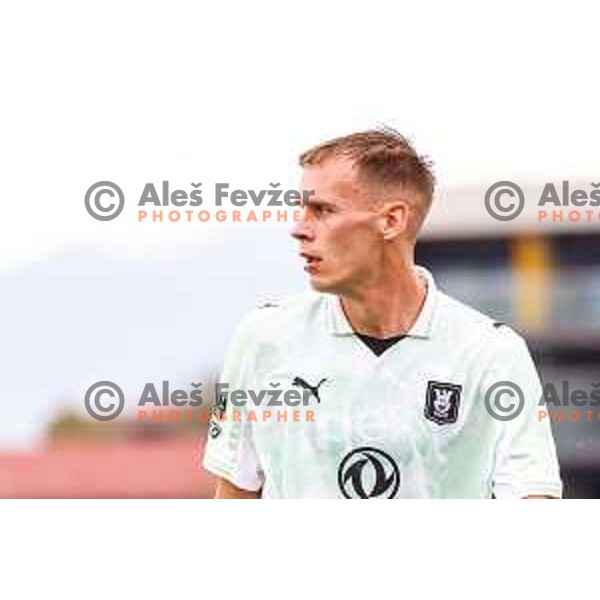 Ivan Durdov and players of Olimpija celebrate a goal during Prva liga Telemach 2025/2026 football match between Kalcer Radomlje and Olimpija in Domzale, Slovenia on September 13, 2025