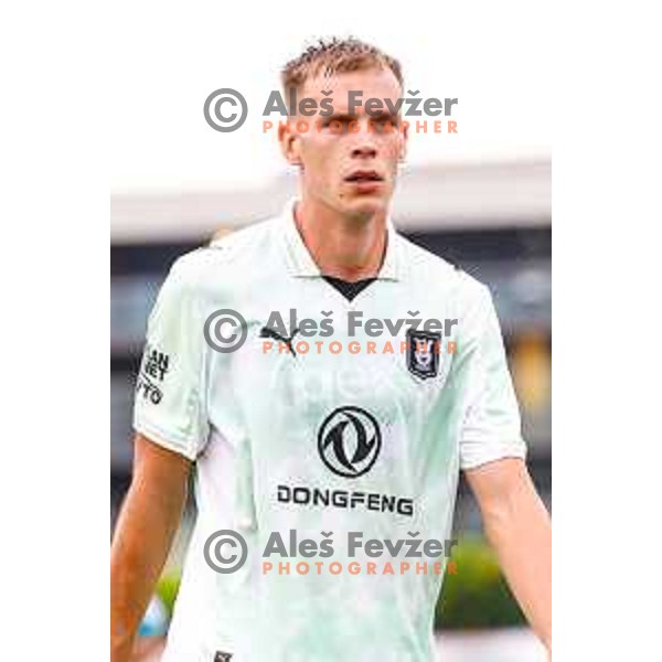 Ivan Durdov and players of Olimpija celebrate a goal during Prva liga Telemach 2025/2026 football match between Kalcer Radomlje and Olimpija in Domzale, Slovenia on September 13, 2025