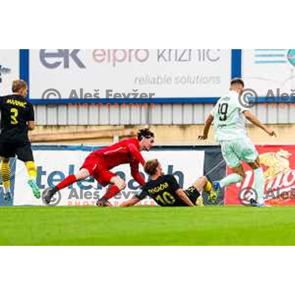 in action during Prva liga Telemach 2025/2026 football match between Kalcer Radomlje and Olimpija in Domzale, Slovenia on September 13, 2025