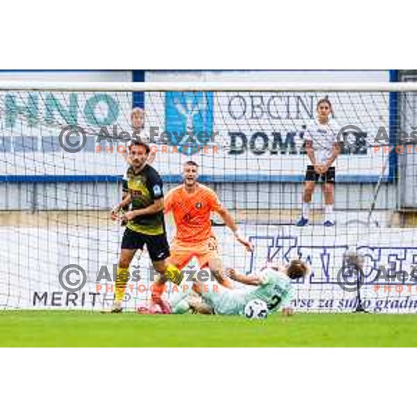 in action during Prva liga Telemach 2025/2026 football match between Kalcer Radomlje and Olimpija in Domzale, Slovenia on September 13, 2025