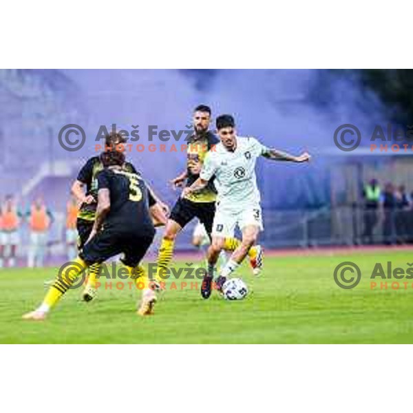 in action during Prva liga Telemach 2025/2026 football match between Kalcer Radomlje and Olimpija in Domzale, Slovenia on September 13, 2025