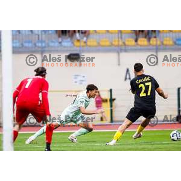 in action during Prva liga Telemach 2025/2026 football match between Kalcer Radomlje and Olimpija in Domzale, Slovenia on September 13, 2025