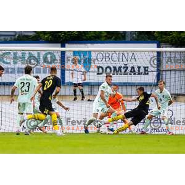 in action during Prva liga Telemach 2025/2026 football match between Kalcer Radomlje and Olimpija in Domzale, Slovenia on September 13, 2025