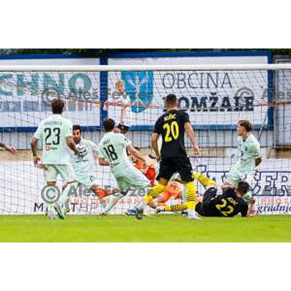 in action during Prva liga Telemach 2025/2026 football match between Kalcer Radomlje and Olimpija in Domzale, Slovenia on September 13, 2025