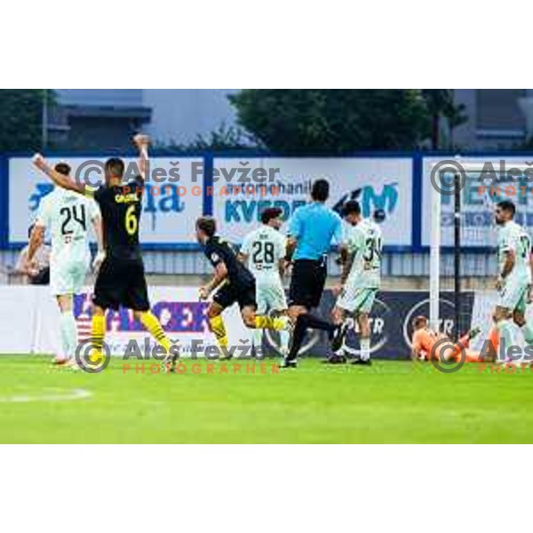 in action during Prva liga Telemach 2025/2026 football match between Kalcer Radomlje and Olimpija in Domzale, Slovenia on September 13, 2025