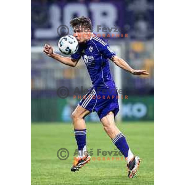 Nejc Viher in action during Prva liga Telemach 2025/26 football match between NK Maribor and NK Mura in Ljudski vrt, Maribor, Slovenia on September 13, 2025. Photo: Jure Banfi