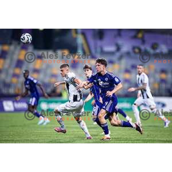Luka Bobicanec vs Nejc Viher in action during Prva liga Telemach 2025/26 football match between NK Maribor and NK Mura in Ljudski vrt, Maribor, Slovenia on September 13, 2025. Photo: Jure Banfi
