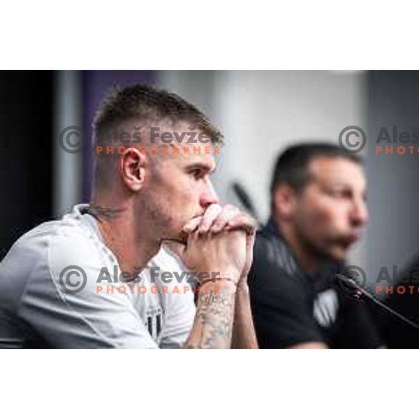 Luka Bobicanec at the press conference after Prva liga Telemach 2025/26 football match between NK Maribor and NK Mura in Ljudski vrt, Maribor, Slovenia on September 13, 2025. Photo: Jure Banfi