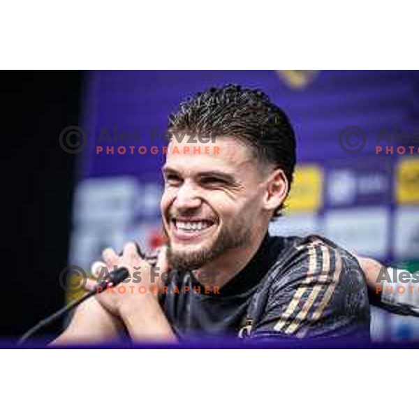 Omar Rekik at the press conference Prva liga Telemach 2025/26 football match between NK Maribor and NK Mura in Ljudski vrt, Maribor, Slovenia on September 13, 2025. Photo: Jure Banfi
