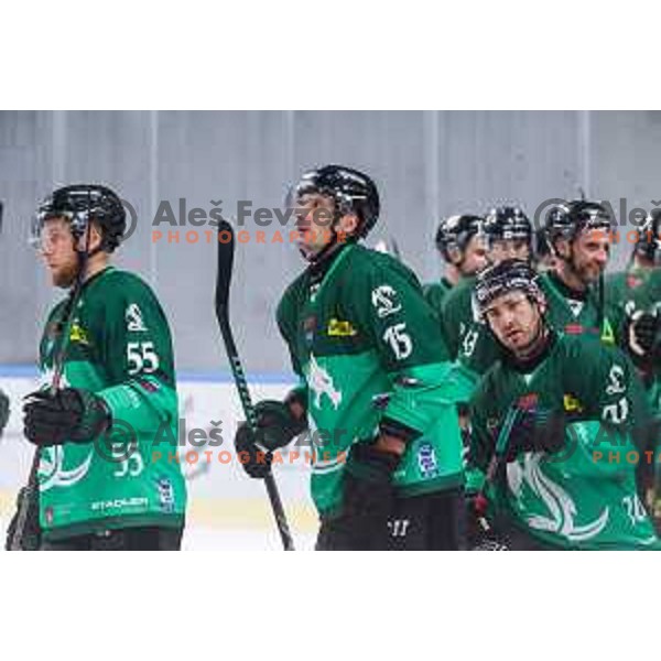 of SZ Olimpija in action during IceHL 2025/2026 ice-hockey match between SZ Olimpija and Vienna Capitals in Tivoli Hall, Ljubljana, Slovenia on September 12, 2025