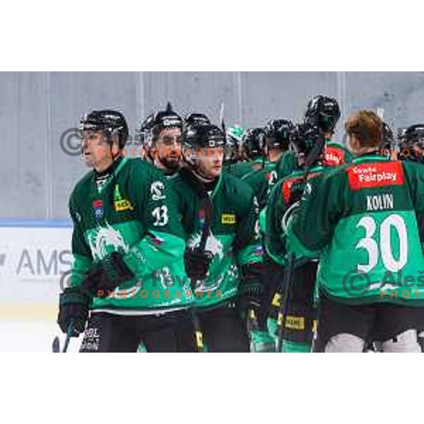 of SZ Olimpija in action during IceHL 2025/2026 ice-hockey match between SZ Olimpija and Vienna Capitals in Tivoli Hall, Ljubljana, Slovenia on September 12, 2025