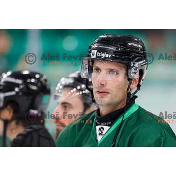 of SZ Olimpija in action during IceHL 2025/2026 ice-hockey match between SZ Olimpija and Vienna Capitals in Tivoli Hall, Ljubljana, Slovenia on September 12, 2025