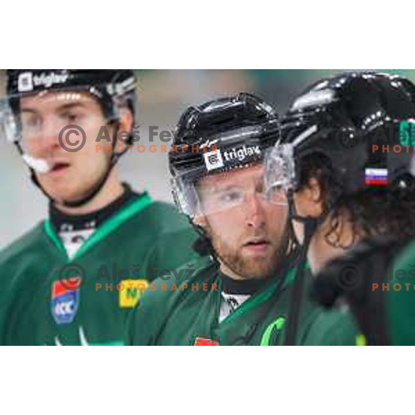 of SZ Olimpija in action during IceHL 2025/2026 ice-hockey match between SZ Olimpija and Vienna Capitals in Tivoli Hall, Ljubljana, Slovenia on September 12, 2025