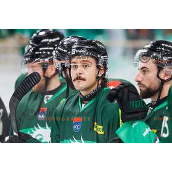 of SZ Olimpija in action during IceHL 2025/2026 ice-hockey match between SZ Olimpija and Vienna Capitals in Tivoli Hall, Ljubljana, Slovenia on September 12, 2025