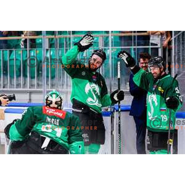 of SZ Olimpija in action during IceHL 2025/2026 ice-hockey match between SZ Olimpija and Vienna Capitals in Tivoli Hall, Ljubljana, Slovenia on September 12, 2025