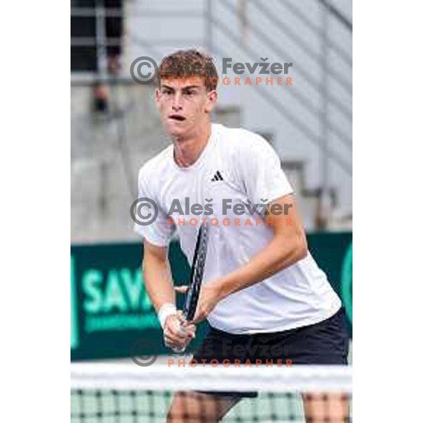 Bor Artnak of Slovenia during Davis Cup match between Slovenia and Urugvay in Ljubljana, Slovenia on September 13, 2025