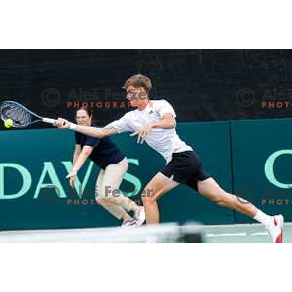 Bor Artnak of Slovenia during Davis Cup match between Slovenia and Urugvay in Ljubljana, Slovenia on September 13, 2025