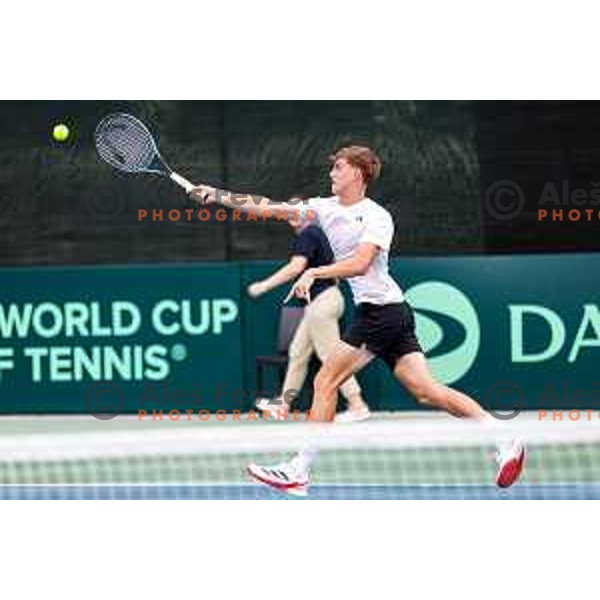Bor Artnak of Slovenia during Davis Cup match between Slovenia and Urugvay in Ljubljana, Slovenia on September 13, 2025
