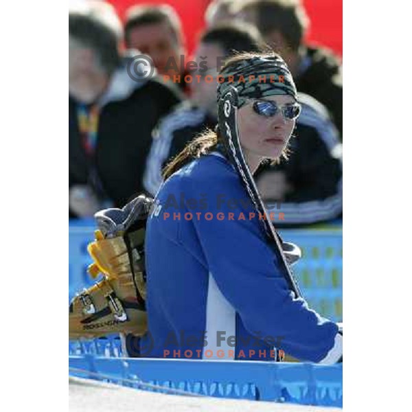 Tina Maze at 2006 Torino Winter Olympic games Super G women\'s race in San Sicario on February 20, 2006