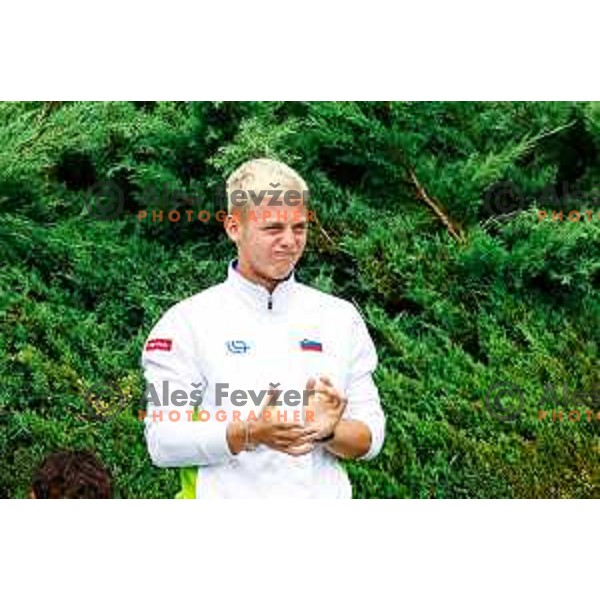 Luka Talan Lopatic of Slovenia during Davis Cup match between Slovenia and Urugvay in Ljubljana, Slovenia on September 13, 2025