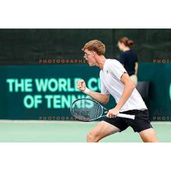 Bor Artnak of Slovenia during Davis Cup match between Slovenia and Urugvay in Ljubljana, Slovenia on September 13, 2025