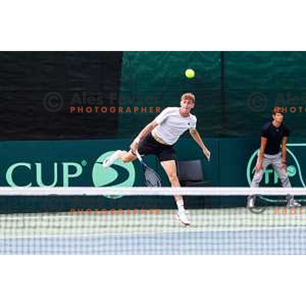 Bor Artnak of Slovenia during Davis Cup match between Slovenia and Urugvay in Ljubljana, Slovenia on September 13, 2025