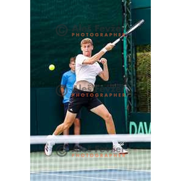 Bor Artnak of Slovenia during Davis Cup match between Slovenia and Urugvay in Ljubljana, Slovenia on September 13, 2025