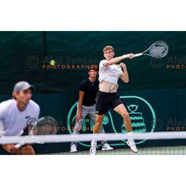 Bor Artnak of Slovenia during Davis Cup match between Slovenia and Urugvay in Ljubljana, Slovenia on September 13, 2025