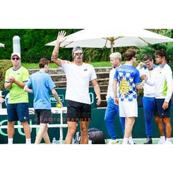 Bor Artnak and Filip Jeff Planinsek of Slovenia during Davis Cup match between Slovenia and Urugvay in Ljubljana, Slovenia on September 13, 2025