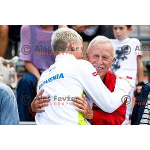 Luka Talan Lopatic of Slovenia during Davis Cup match between Slovenia and Urugvay in Ljubljana, Slovenia on September 13, 2025