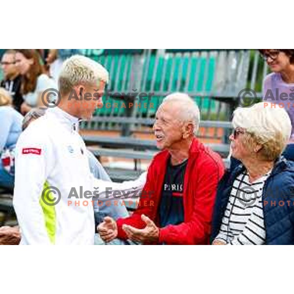 Luka Talan Lopatic of Slovenia during Davis Cup match between Slovenia and Urugvay in Ljubljana, Slovenia on September 13, 2025