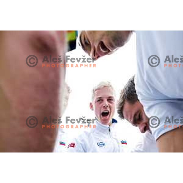 Luka Talan Lopatic of Slovenia during Davis Cup match between Slovenia and Urugvay in Ljubljana, Slovenia on September 13, 2025