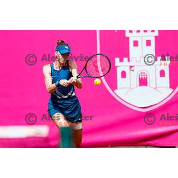 Simona Waltert (SUI) in action during The Final of Zavarovalnica Sava, WTA 125, Ljubljana, Slovenia on September 14, 2025