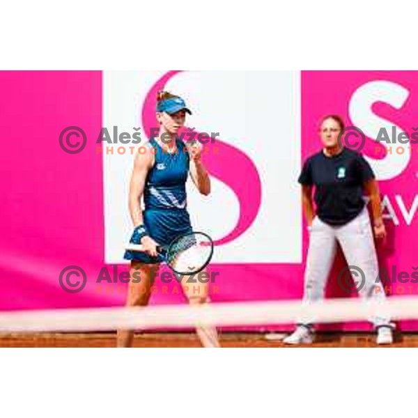 Simona Waltert (SUI) in action during The Final of Zavarovalnica Sava, WTA 125, Ljubljana, Slovenia on September 14, 2025
