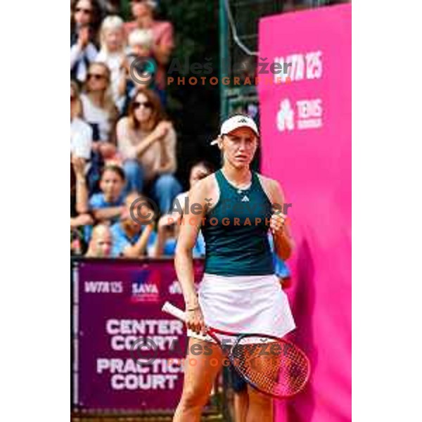 Kaja Juvan (SLO) in action during The Final of Zavarovalnica Sava, WTA 125, Ljubljana, Slovenia on September 14, 2025