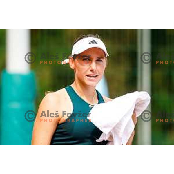 Kaja Juvan (SLO) in action during The Final of Zavarovalnica Sava, WTA 125, Ljubljana, Slovenia on September 14, 2025
