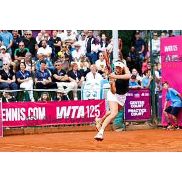 Kaja Juvan (SLO) in action during The Final of Zavarovalnica Sava, WTA 125, Ljubljana, Slovenia on September 14, 2025