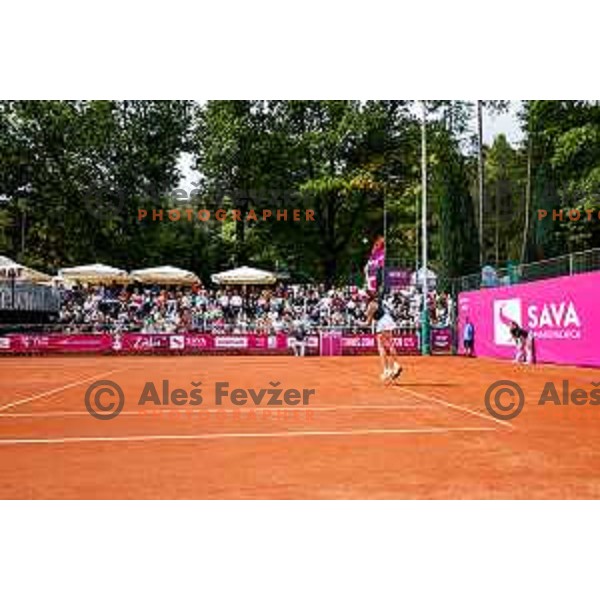 Kaja Juvan (SLO) in action during The Final of Zavarovalnica Sava, WTA 125, Ljubljana, Slovenia on September 14, 2025